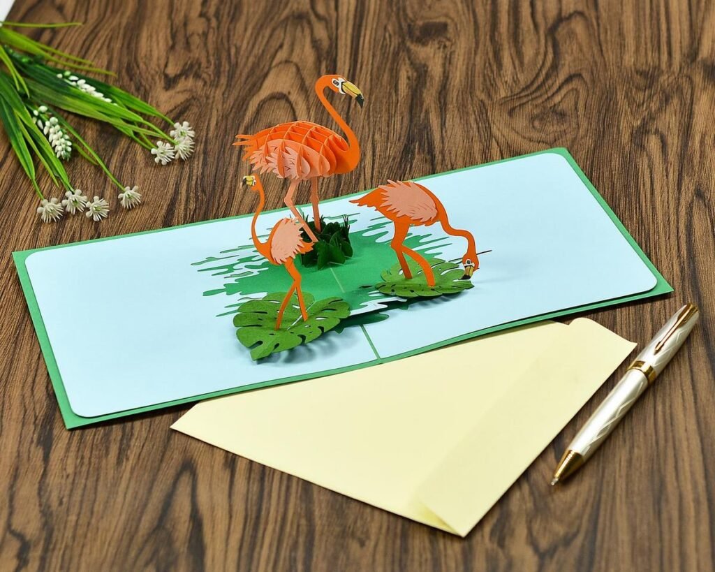 Bulk Animal Flamingo 3D Pop up Card Made In Vietnam HMG Pop Up bulk-animal-flamingo-3d-pop-up-card-made-in-vietnam-hmg-pop-up