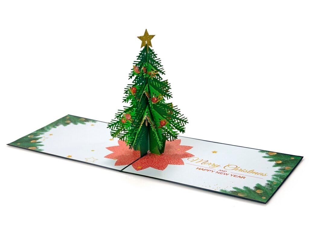 3D Pop-Up Christmas Dogs Greeting Card - Colorful Holiday Card With Envelope
