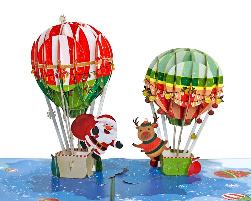 hmg-pop-up-paper-wholsale-christmas-card-santa-claus-and-reindeer-on-hot-air-balloon