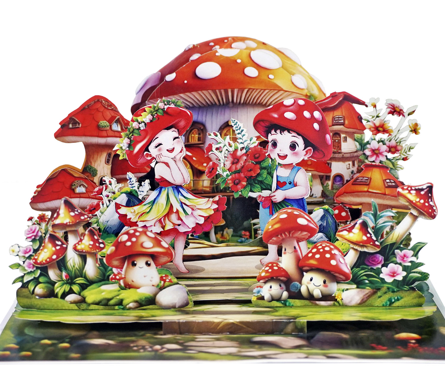 Custom-3D-Skyline-multi-layer-with-Magic-Mushroom-Scene-greeting-Card-01