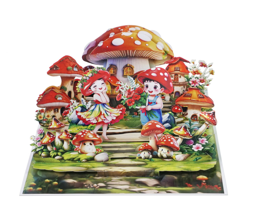 Custom-3D-Skyline-multi-layer-with-Magic-Mushroom-Scene-greeting-Card-02