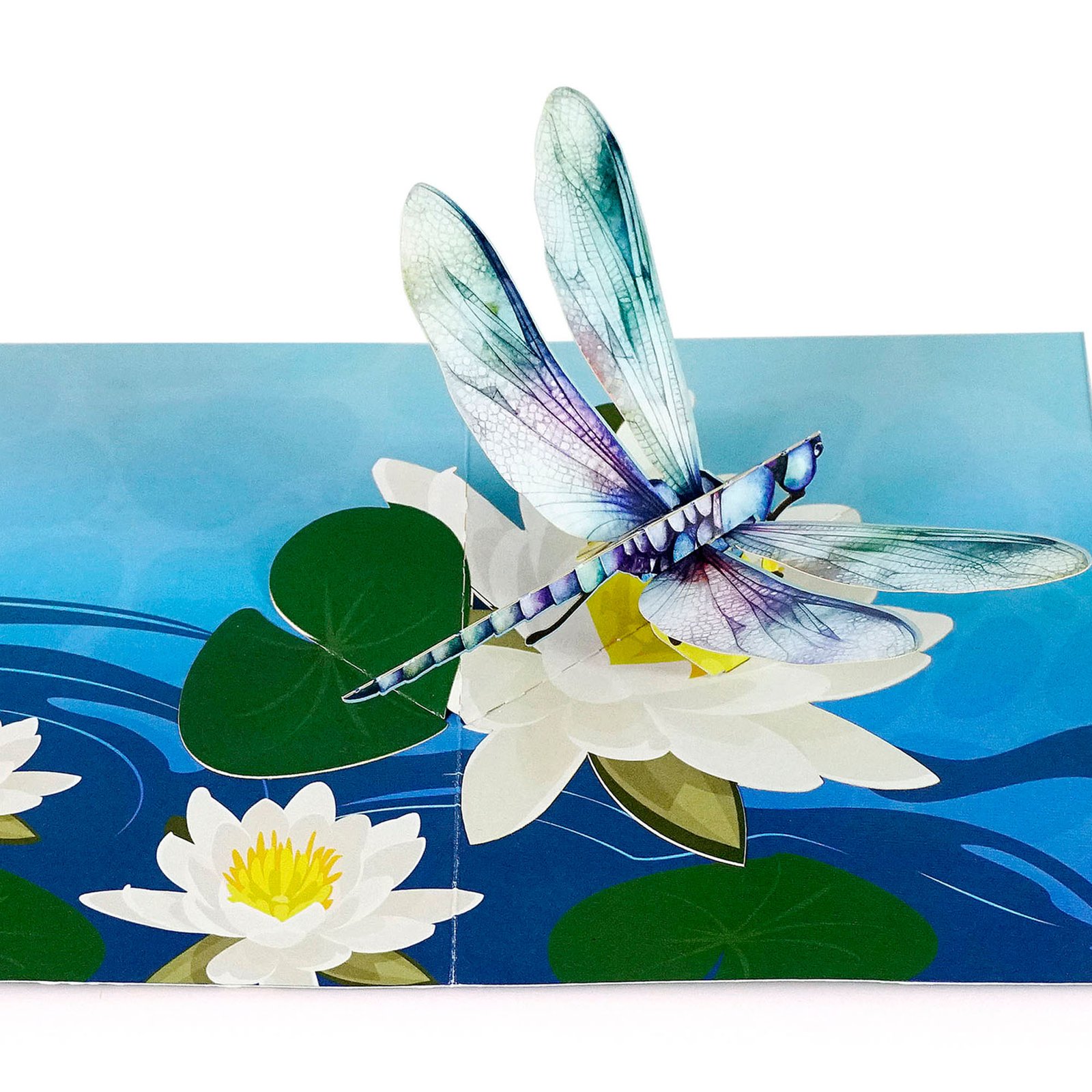 Dragonfly 3D Pop up Greeting Cards and water lily