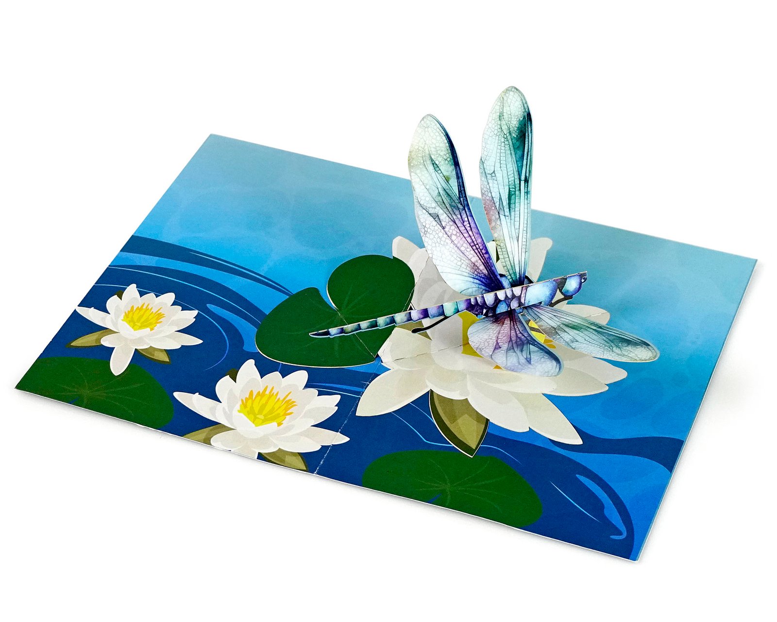 Dragonfly 3D Pop up Greeting Cards and water lily - Image 2