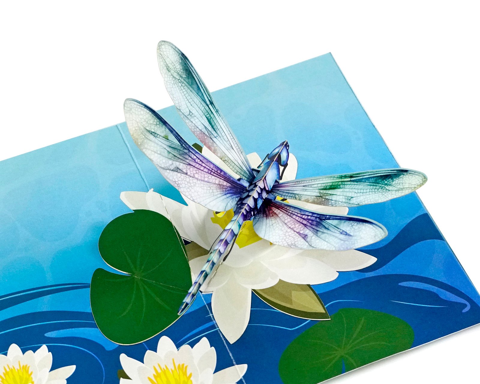 Dragonfly 3D Pop up Greeting Cards and water lily - Image 3
