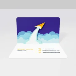 Bulk Paper Plane Take-Off 3D Custom Pop-Up Business Cards for Startups