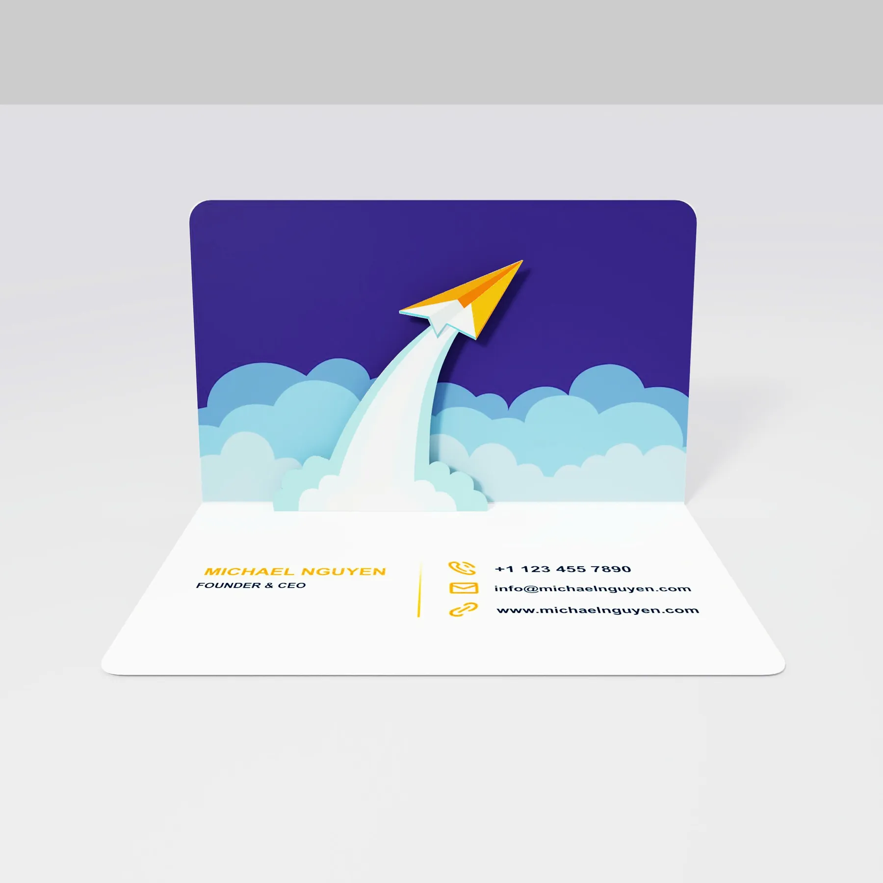 Bulk Paper Plane Take-Off 3D Custom Pop-Up Business Cards for Startups