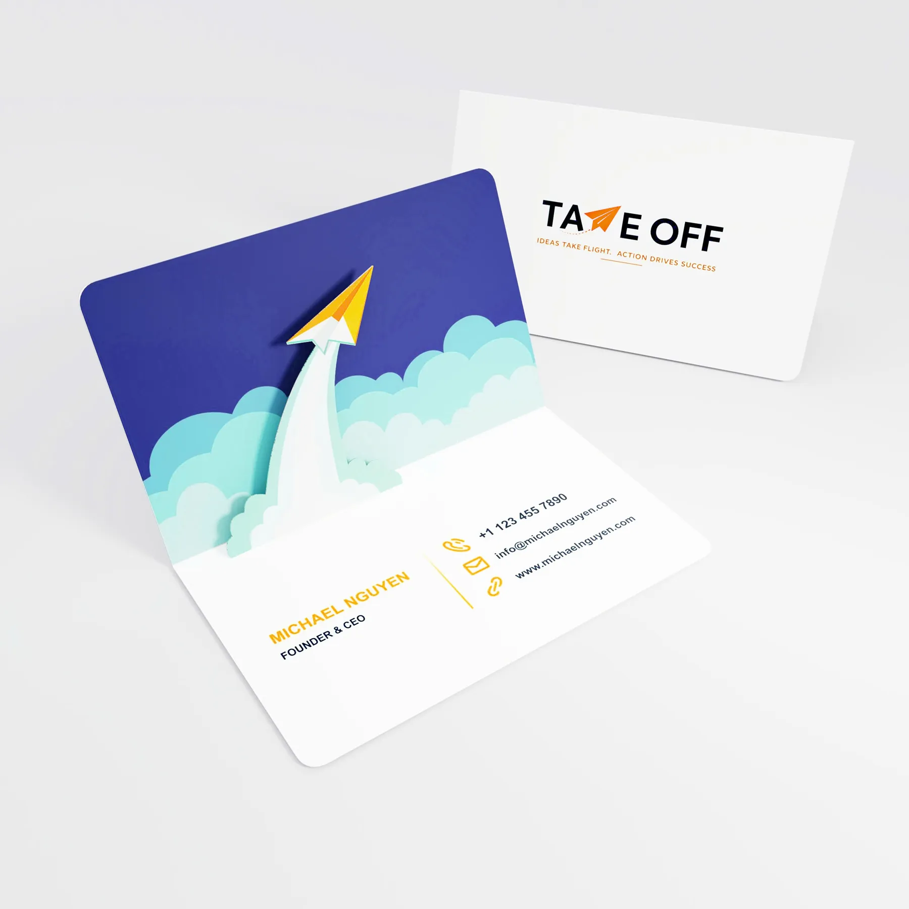 Bulk Paper Plane Take-Off 3D Custom Pop-Up Business Cards for Startups - Image 2