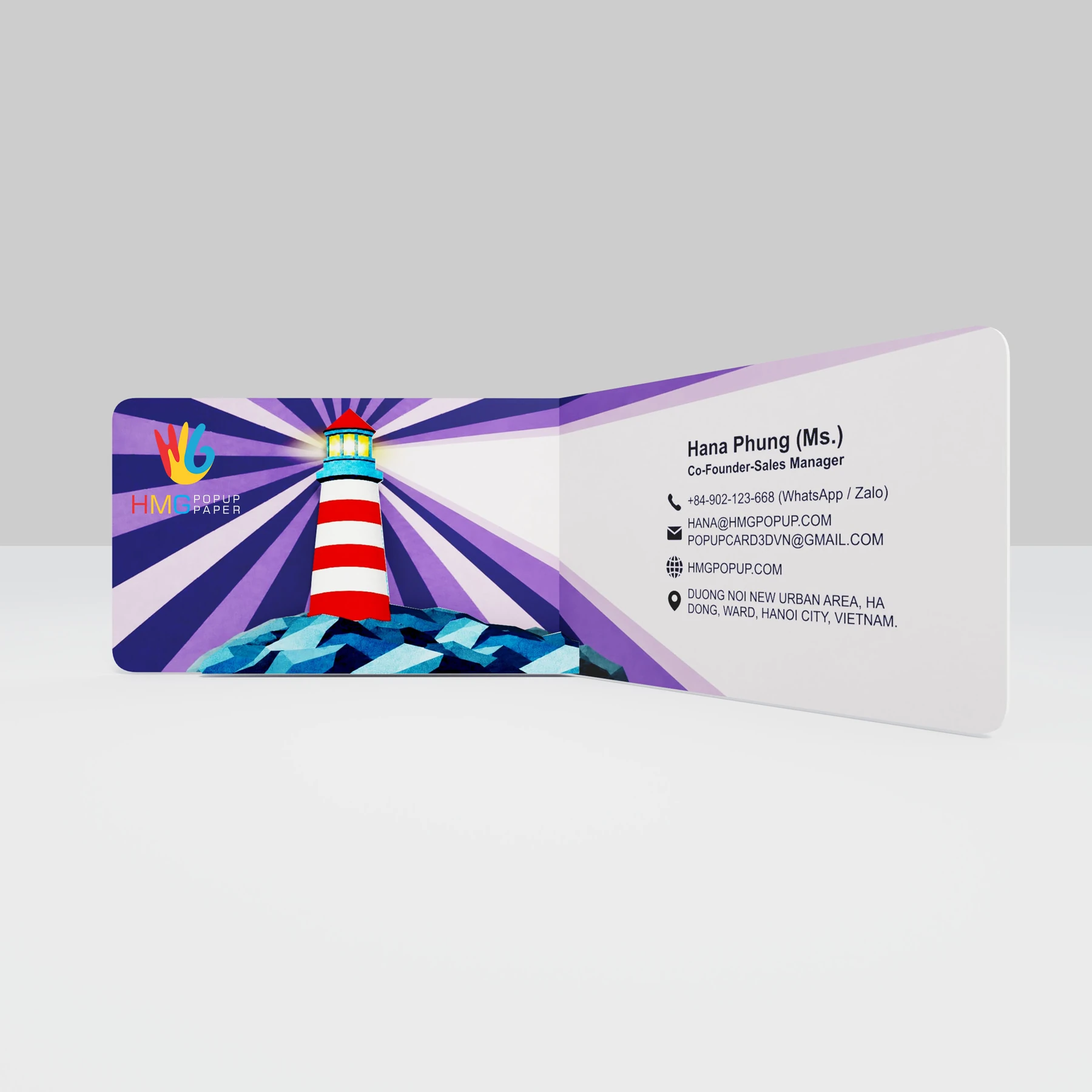 Bulk Guiding Lighthouse 3D Custom Pop-Up Business Cards for Coaches & Mentors