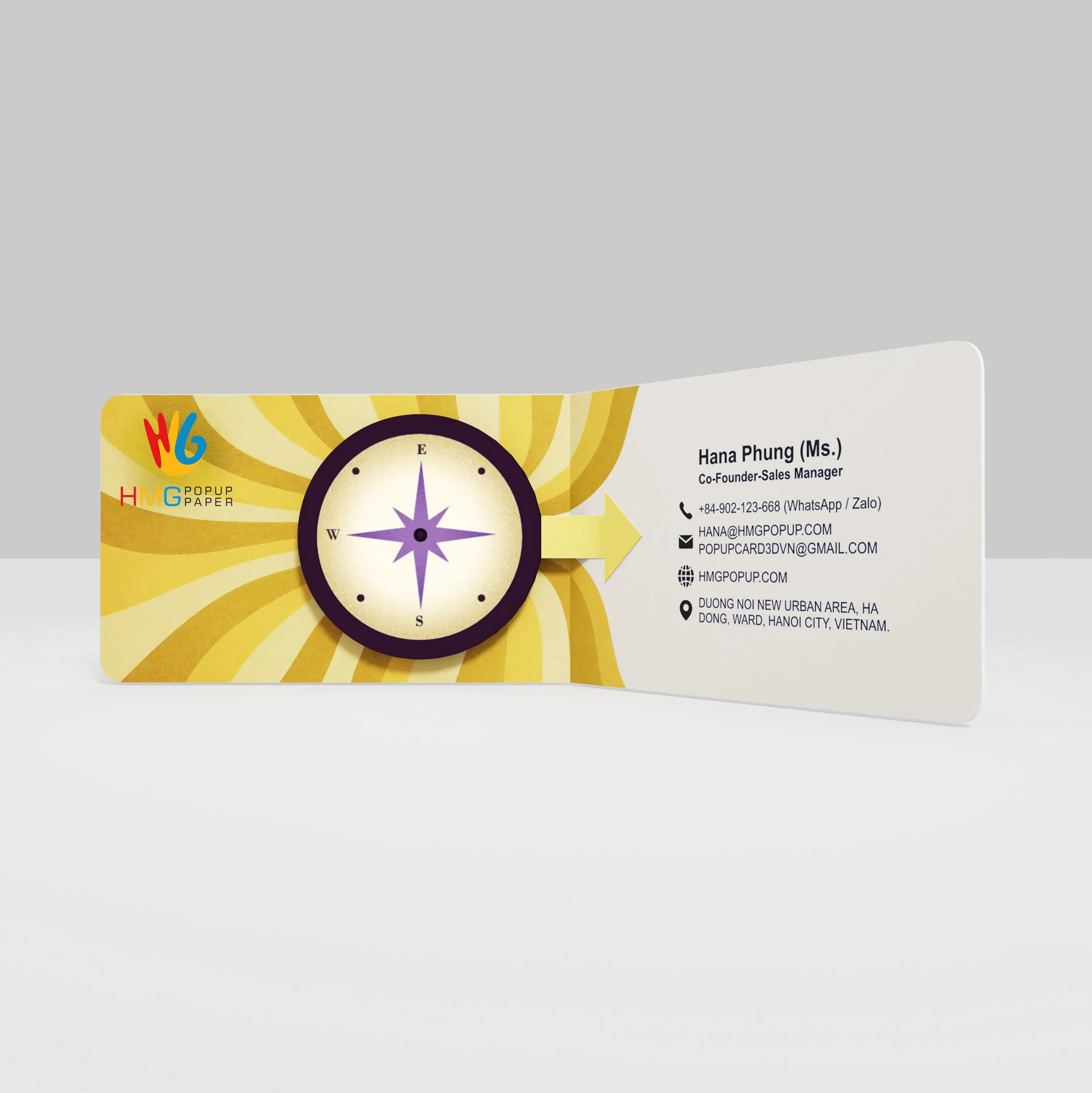 Bulk True North Compass 3D Custom Pop-Up Business Cards for Leaders & Advisors